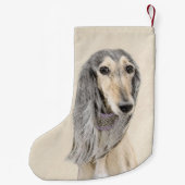 Saluki (Fawn) 絵画's – かわいいオリジナルドッグアート スモールクリスマスストッキング (裏面)