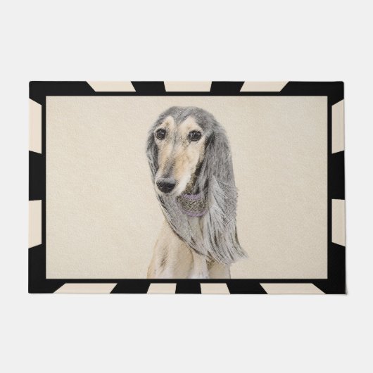 Saluki (Fawn) 絵画's – かわいいオリジナルドッグアート ドアマット (正面)