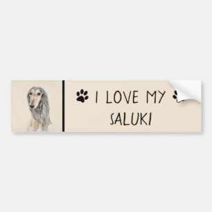 Saluki (Fawn) 絵画's – かわいいオリジナルドッグアート バンパーステッカー