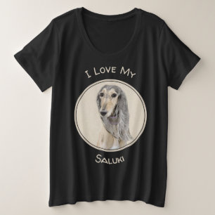 Saluki (Fawn) 絵画's – かわいいオリジナルドッグアート プラスサイズTシャツ