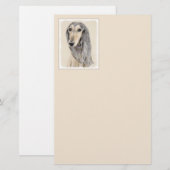 Saluki (Fawn) 絵画's – かわいいオリジナルドッグアート 便箋 (正面/裏面)