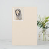 Saluki (Fawn) 絵画's – かわいいオリジナルドッグアート 便箋 (スタンド正面)
