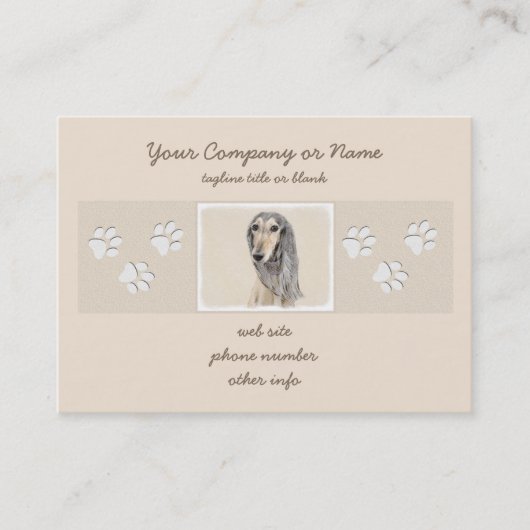 Saluki (Fawn) 絵画's – かわいいオリジナルドッグアート 名刺 (正面)