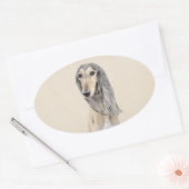 Saluki (Fawn) 絵画's – かわいいオリジナルドッグアート 楕円形シール (封筒)