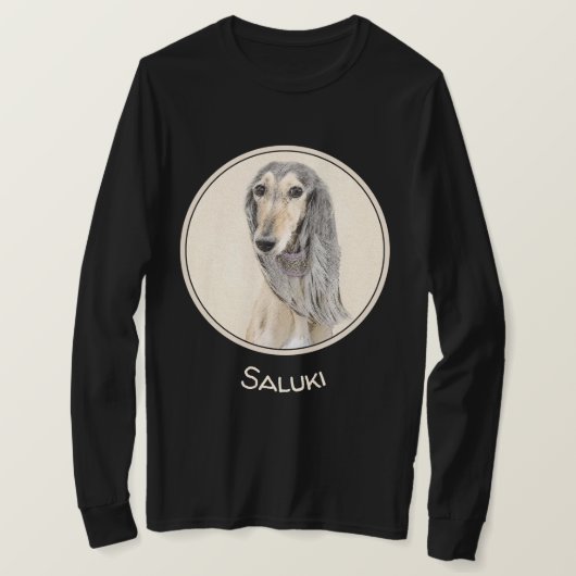 Saluki (Fawn) 絵画's – かわいいオリジナルドッグアート Tシャツ (デザイン正面)