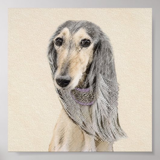 Saluki (Fawn) Painting - Cute Original Dog Art ポスター (正面)