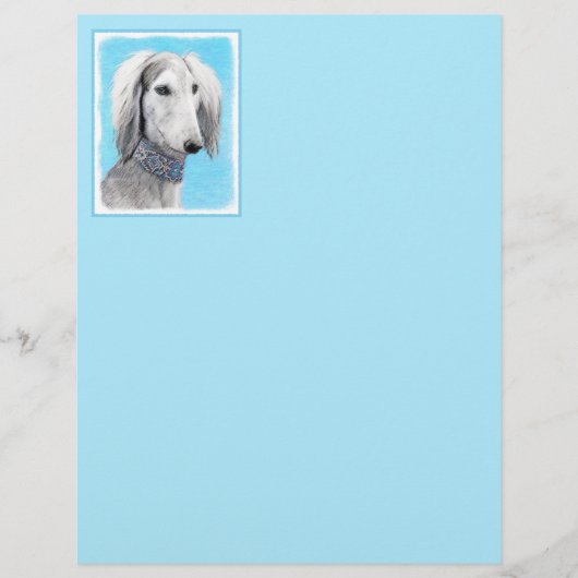 Saluki (Silver) 絵画's – かわいいオリジナルドッグアート (正面)