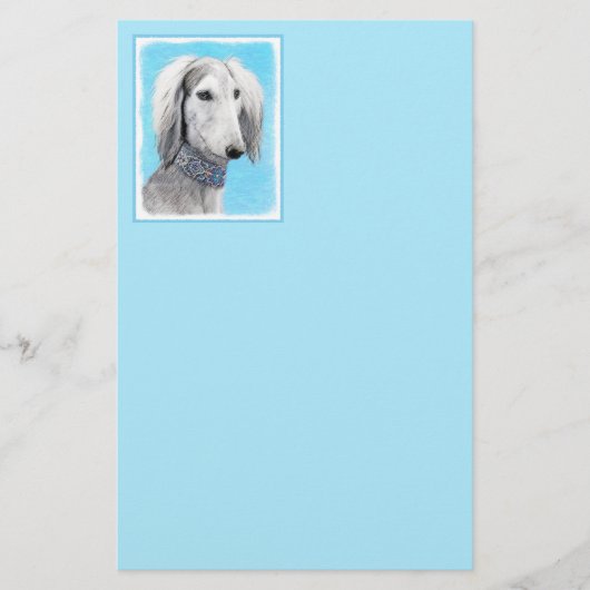 Saluki (Silver) 絵画's – かわいいオリジナルドッグアート (正面)