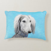 Saluki (Silver) 絵画's – かわいいオリジナルドッグアート アクセントクッション (裏面)