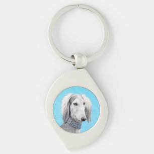 Saluki (Silver) 絵画's – かわいいオリジナルドッグアート キーホルダー