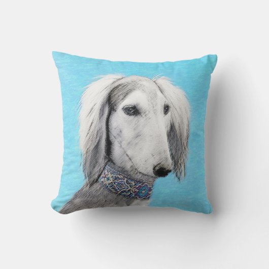 Saluki (Silver) 絵画's – かわいいオリジナルドッグアート クッション (正面)