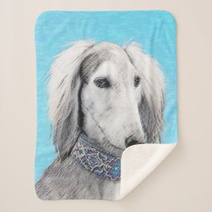 Saluki (Silver) 絵画's – かわいいオリジナルドッグアート シェルパブランケット