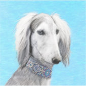 Saluki (Silver) 絵画's – かわいいオリジナルドッグアート シール (正面)