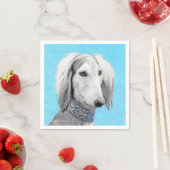 Saluki (Silver) 絵画's – かわいいオリジナルドッグアート スタンダードカクテルナプキン (インサイチュ)