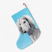 Saluki (Silver) 絵画's – かわいいオリジナルドッグアート スモールクリスマスストッキング (裏面 (吊り時))