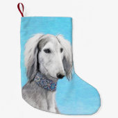 Saluki (Silver) 絵画's – かわいいオリジナルドッグアート スモールクリスマスストッキング (正面)