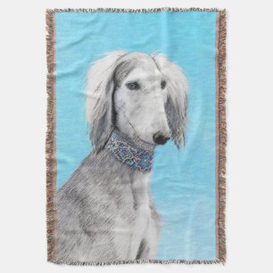 Saluki (Silver) 絵画's – かわいいオリジナルドッグアート スローブランケット