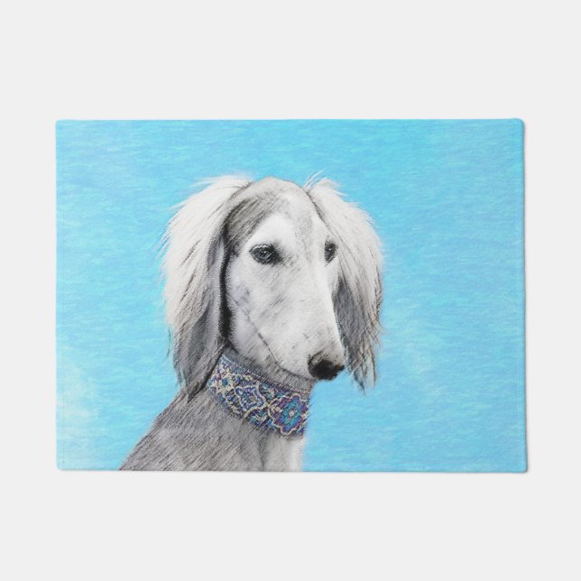 Saluki (Silver) 絵画's – かわいいオリジナルドッグアート ドアマット (正面)