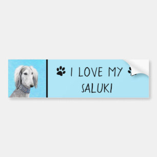 Saluki (Silver) 絵画's – かわいいオリジナルドッグアート バンパーステッカー