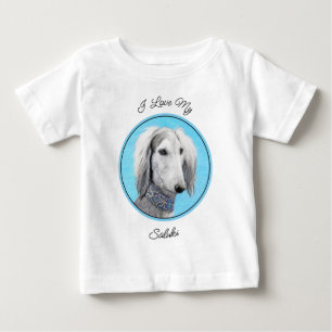 Saluki (Silver) 絵画's – かわいいオリジナルドッグアート ベビーTシャツ