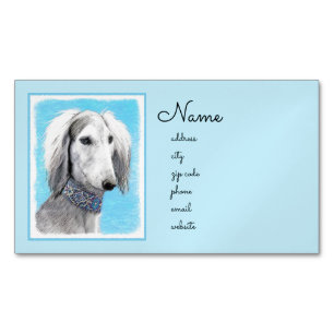 Saluki (Silver) 絵画's – かわいいオリジナルドッグアート マグネット名刺