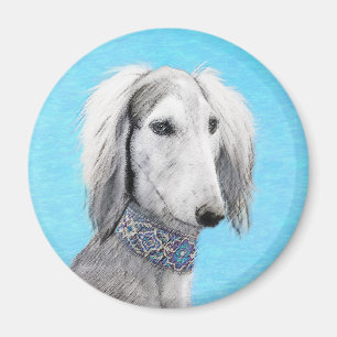 Saluki (Silver) 絵画's – かわいいオリジナルドッグアート マグネット