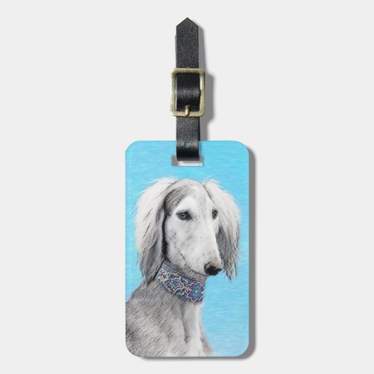 Saluki (Silver) 絵画's – かわいいオリジナルドッグアート ラゲッジタグ (正面縦)