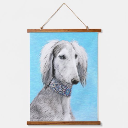 Saluki (Silver) 絵画's – かわいいオリジナルドッグアート 吊り下げ型タペストリー (正面)