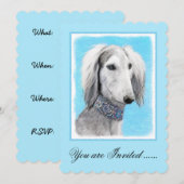 Saluki (Silver) 絵画's – かわいいオリジナルドッグアート 招待状 (正面/裏面)