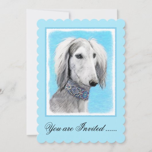 Saluki (Silver) 絵画's – かわいいオリジナルドッグアート 招待状 (正面)