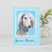 Saluki (Silver) 絵画's – かわいいオリジナルドッグアート 招待状 (スタンド正面)