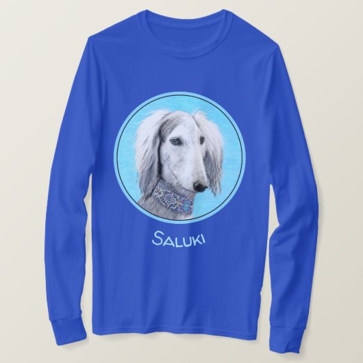 Saluki (Silver) 絵画's – かわいいオリジナルドッグアート Tシャツ (デザイン正面)