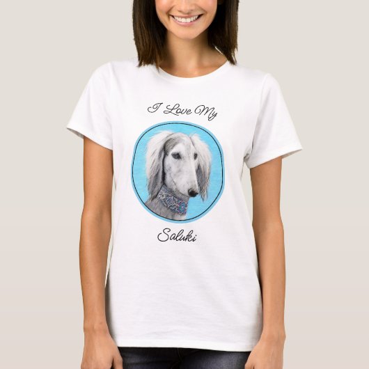 Saluki (Silver) 絵画's – かわいいオリジナルドッグアート Tシャツ (正面)