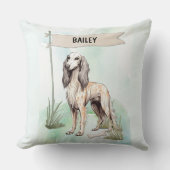 Saluki Watercolor Personalized Dog クッション (正面)