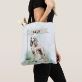 Saluki Watercolor Personalized Dog トートバッグ (クローズアップ)