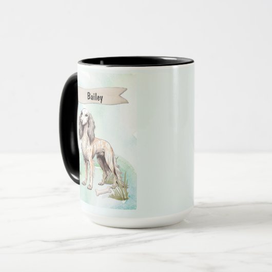 Saluki Watercolor Personalized Dog マグカップ (正面左)