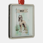 Saluki Watercolor Personalized Dog メタルオーナメント (右)