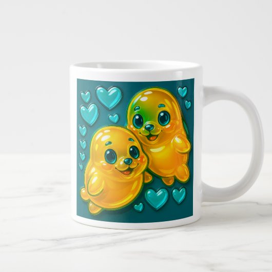 Salut les phoques ジャンボコーヒーマグカップ (右)