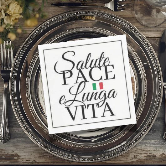 Salute Pace e Lunga Vita イタリア風トースト スタンダードランチョンナプキン