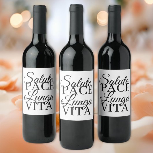 Salute, Pace, e Lunga Vita ウェディング ワインラベル