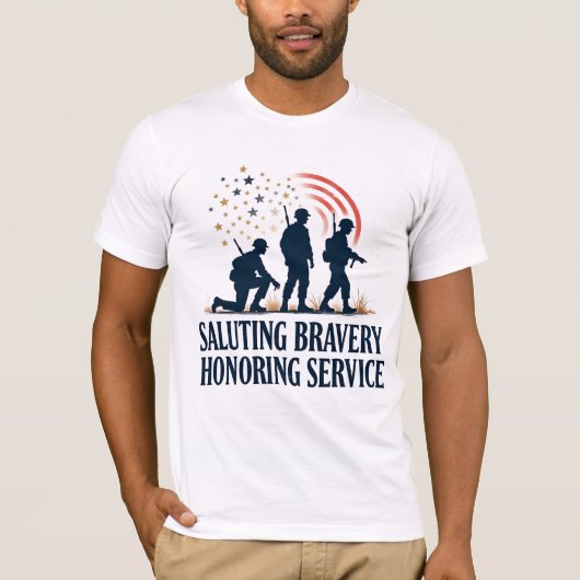 Saluting Bravery Honoring Service  Tシャツ (正面)