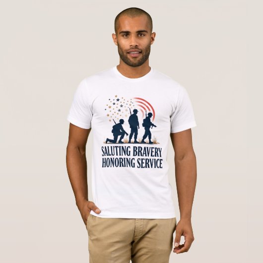 Saluting Bravery Honoring Service  Tシャツ (正面フル)