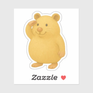 Saluting Cream Hamster Die-Cut Sticker シール