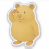 Saluting Cream Hamster Die-Cut Sticker シール (正面)
