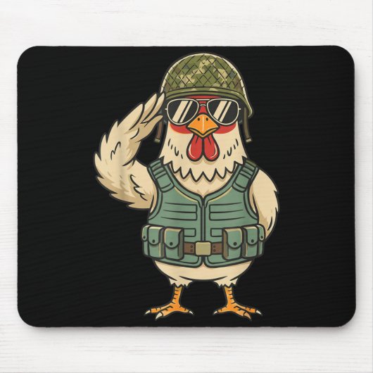 Saluting Soldier Chicken Military Rooster Army For マウスパッド (正面)