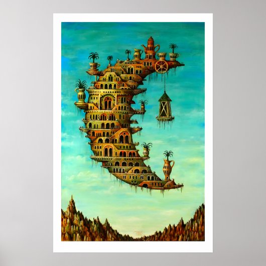 Salvador Dali Art Print Living on the Moon ポスター (正面)