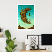 Salvador Dali Art Print Living on the Moon ポスター (ホームオフィス)