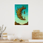 Salvador Dali Art Print Living on the Moon ポスター (キッチン)