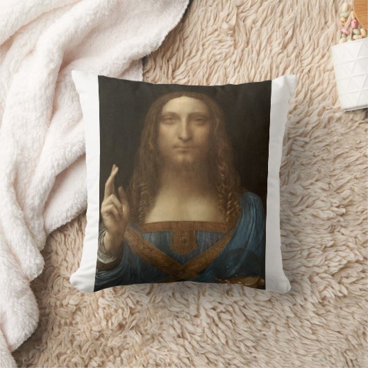 Salvator Mundi by Leonardo da Vinci クッション (ブランケット)