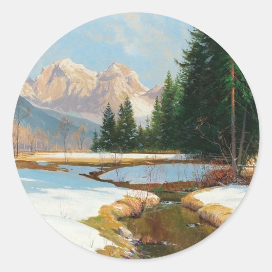 Salzburger Alps-View,冬 ラウンドシール (正面)